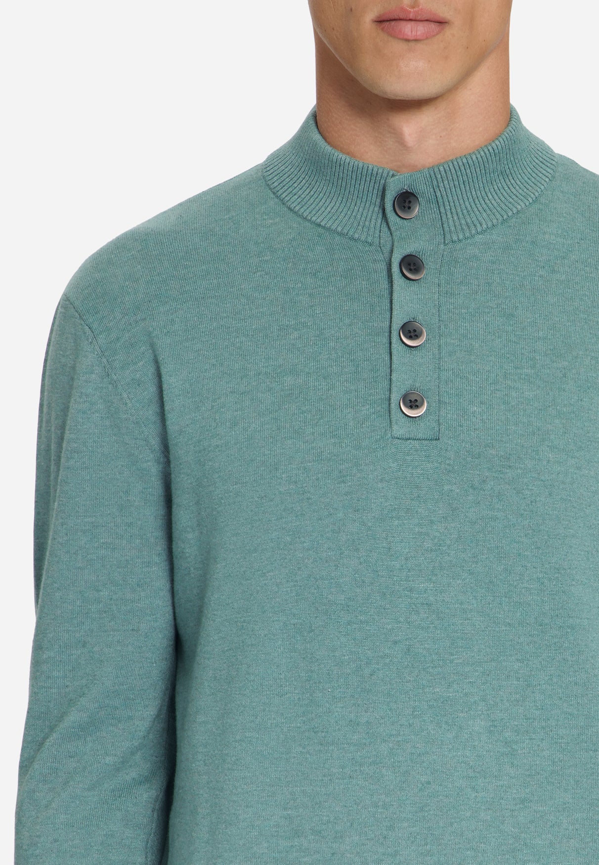 Pullover mit Knopfleiste | DUSTY BLUE