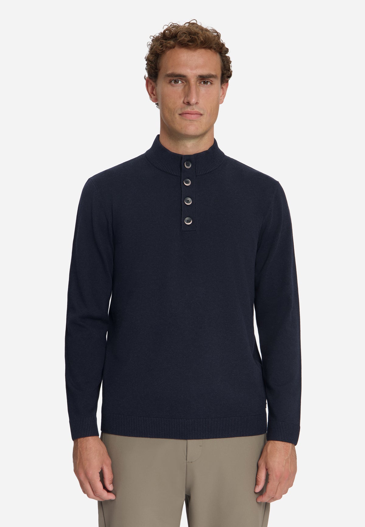 Button Neck Jumper | Dark Night