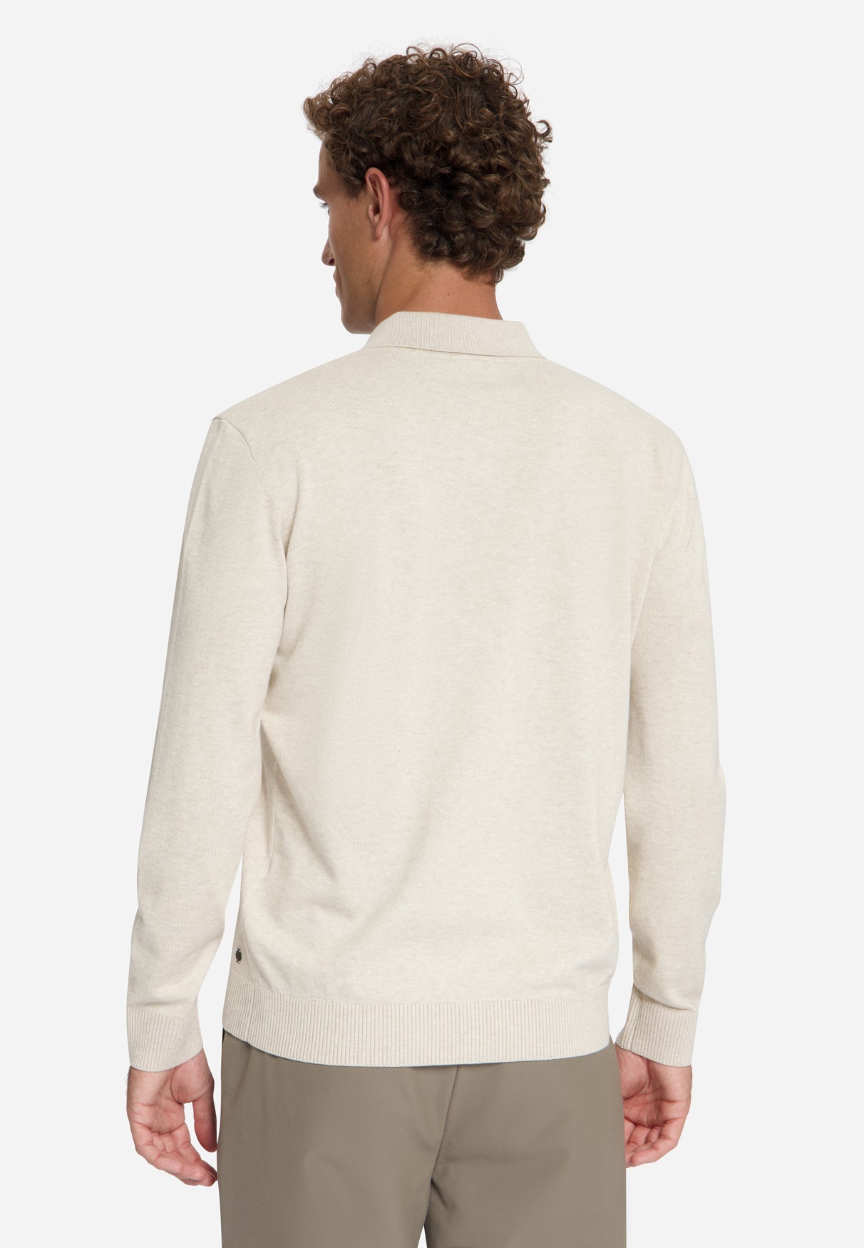 Fine Knit Polo Jumper | Stone