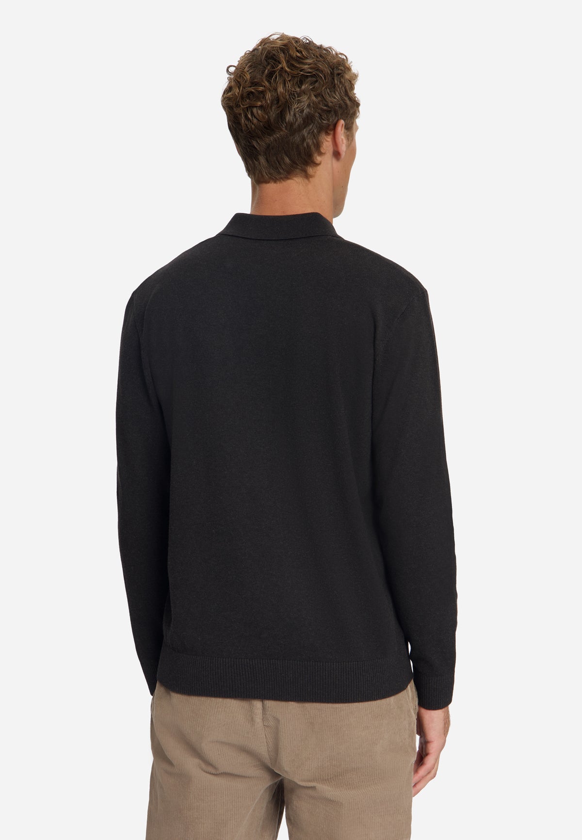 Feinstrick-Polo-Pullover | Dunkelbraun