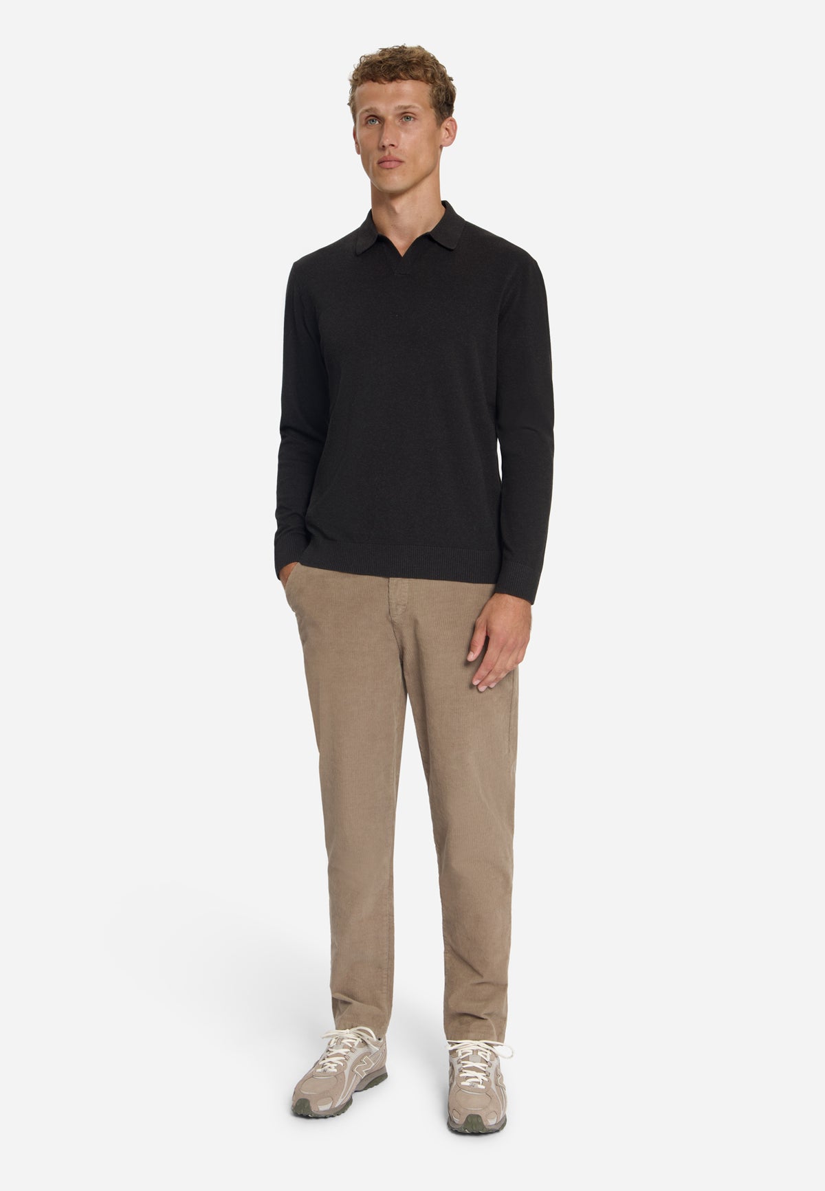 Feinstrick-Polo-Pullover | Dunkelbraun