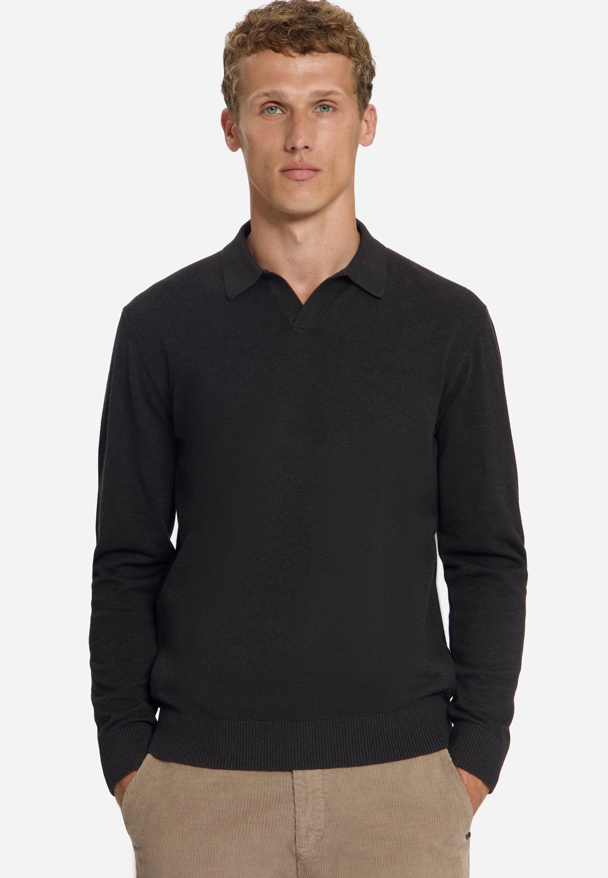 Feinstrick-Polo-Pullover | Dunkelbraun