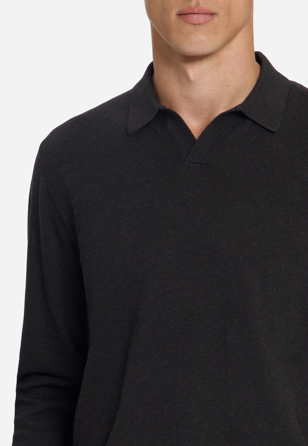 Feinstrick-Polo-Pullover | Dunkelbraun