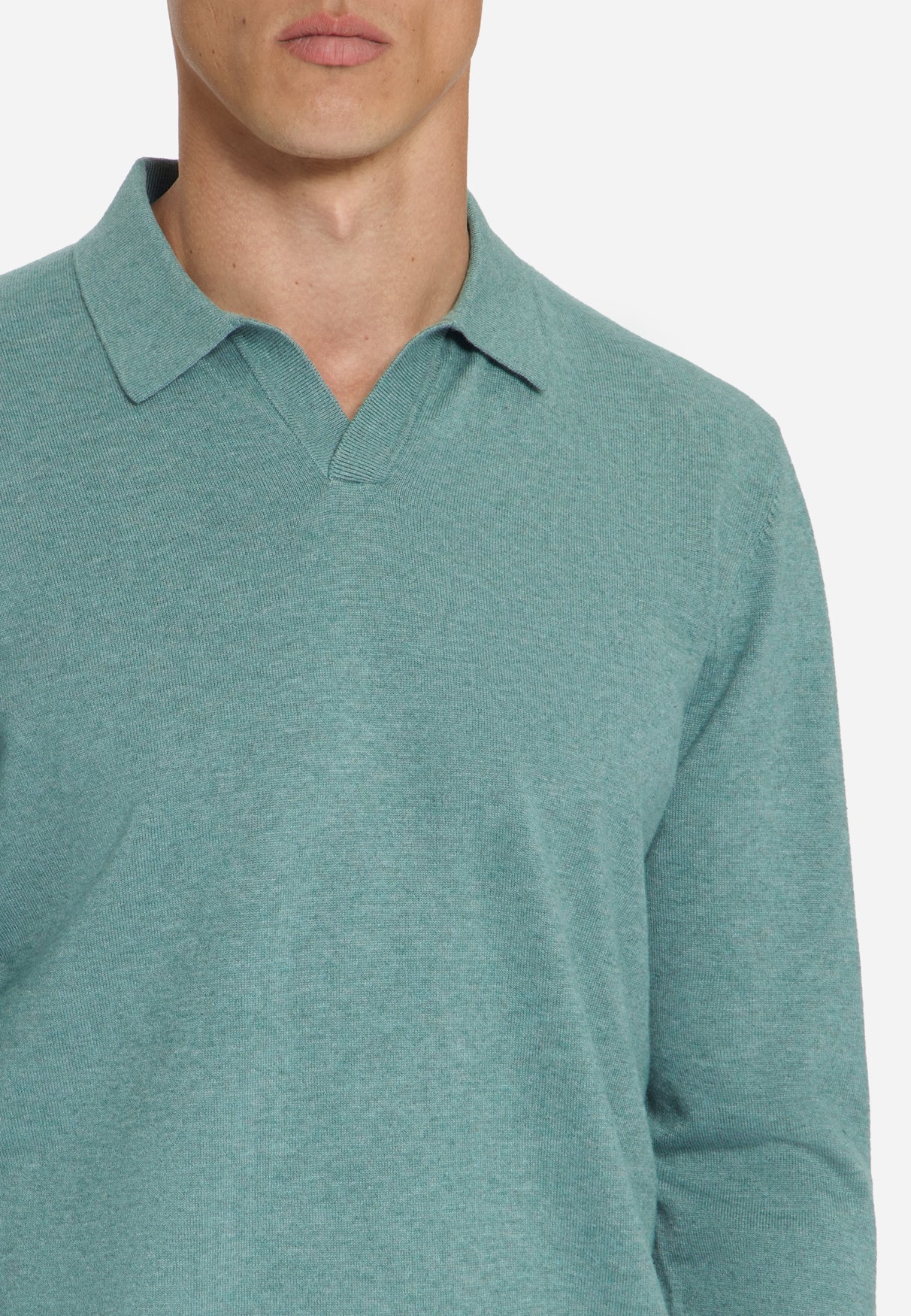 Fine Knit Polo Jumper | Dusty Blue