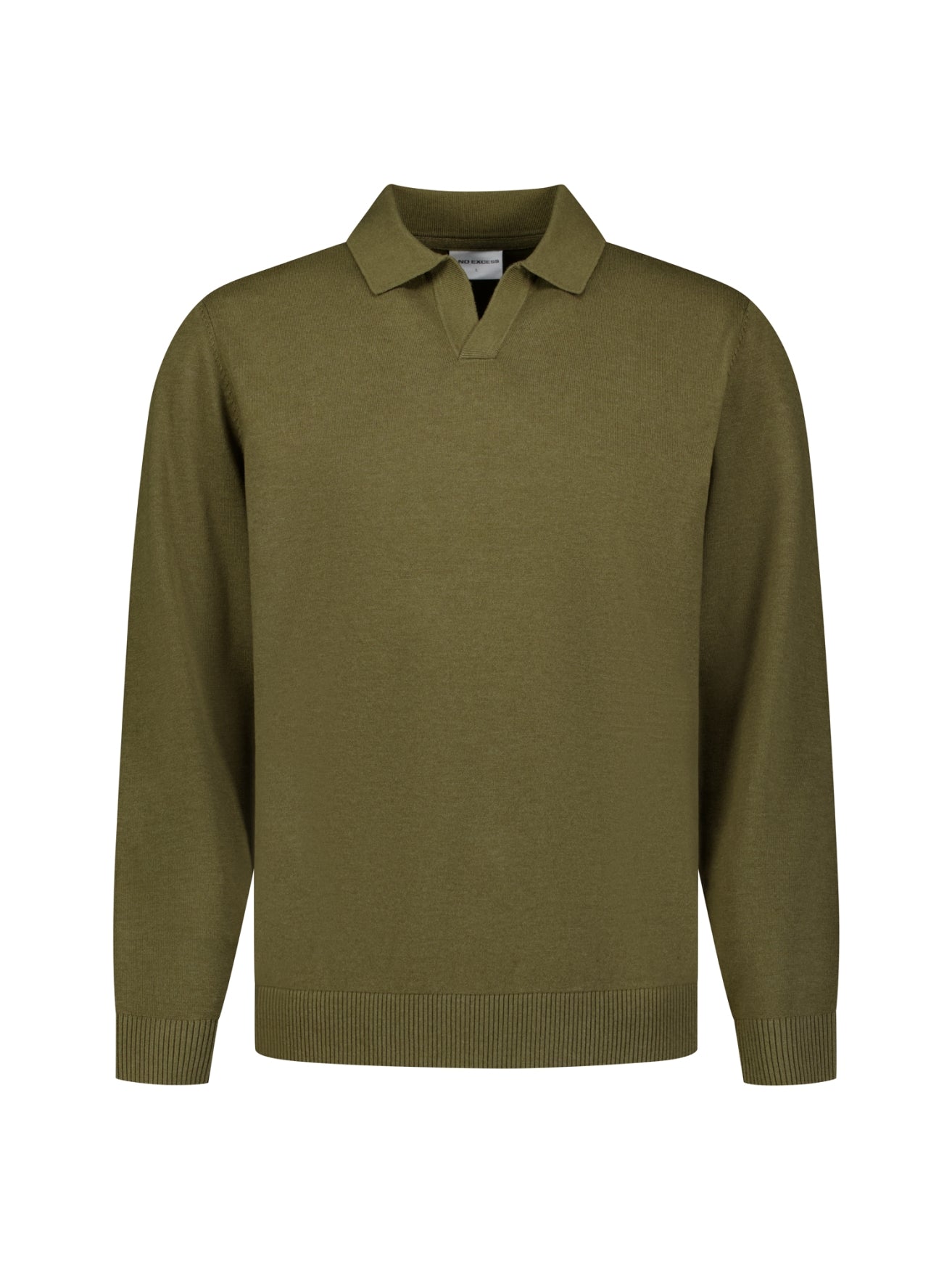 Fine Knit Polo Jumper | Moss