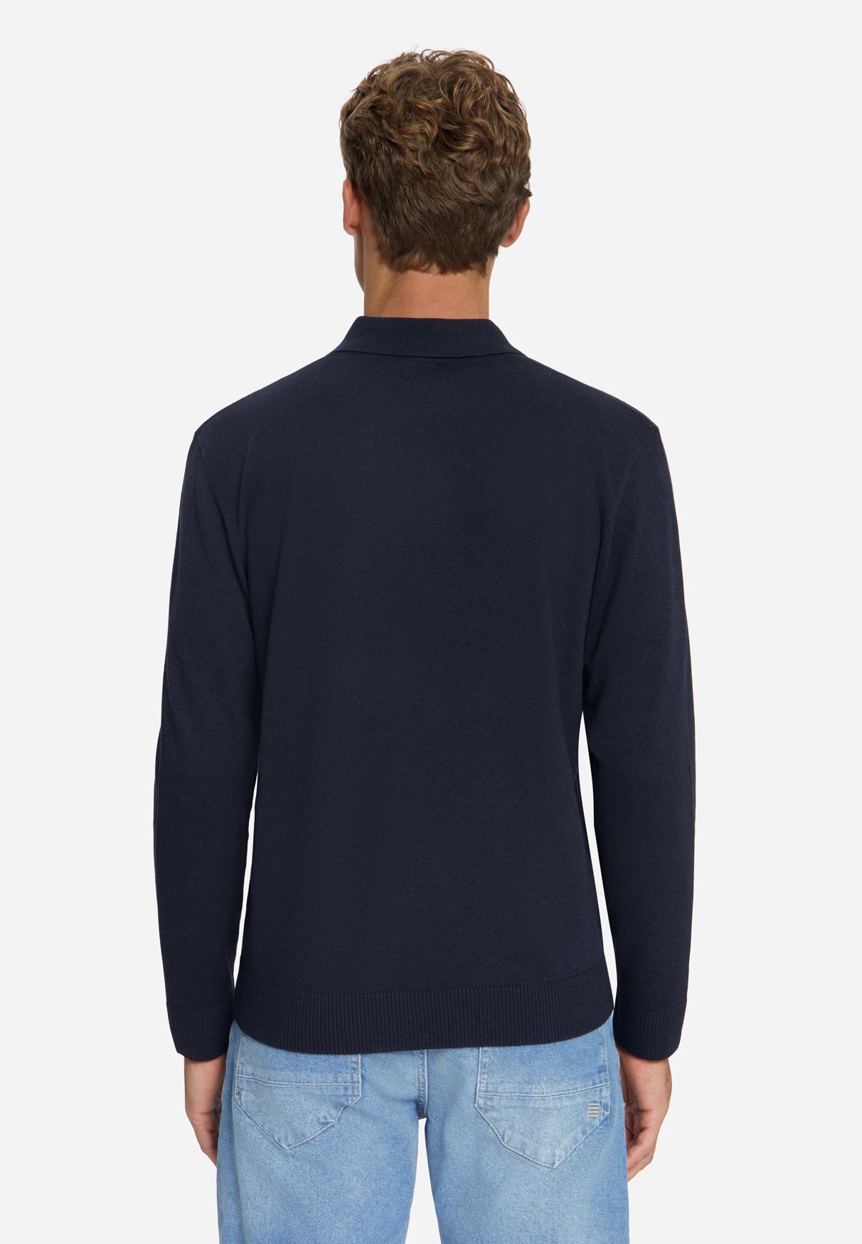 Fine Knit Polo Jumper | Dark Night