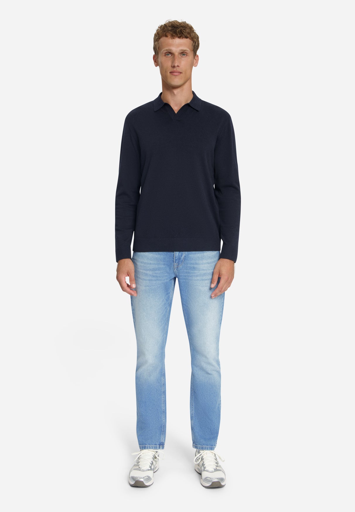 Fine Knit Polo Jumper | Dark Night