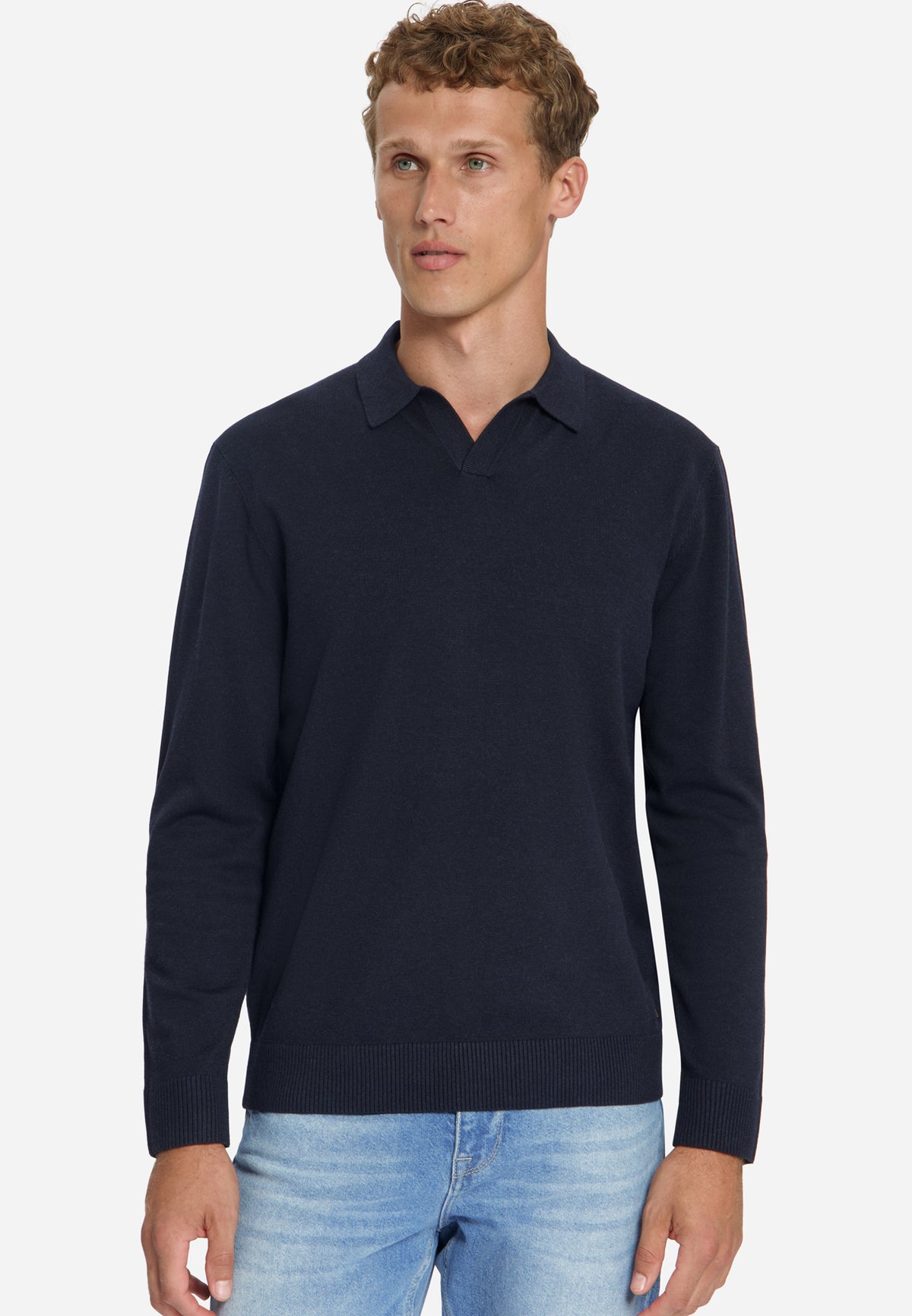 Feinstrick-Polo-Pullover | Dark Night