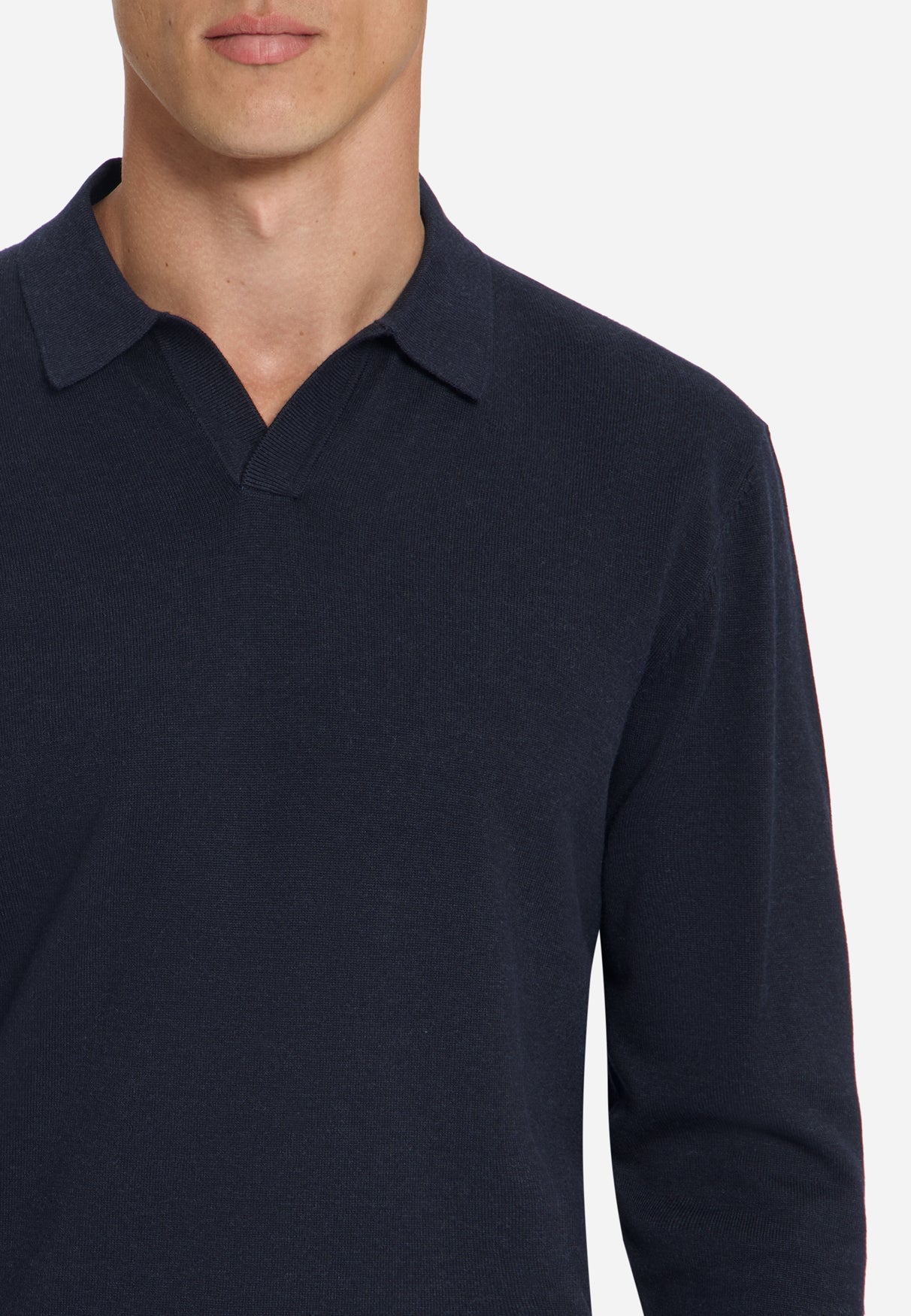 Feinstrick-Polo-Pullover | Dark Night