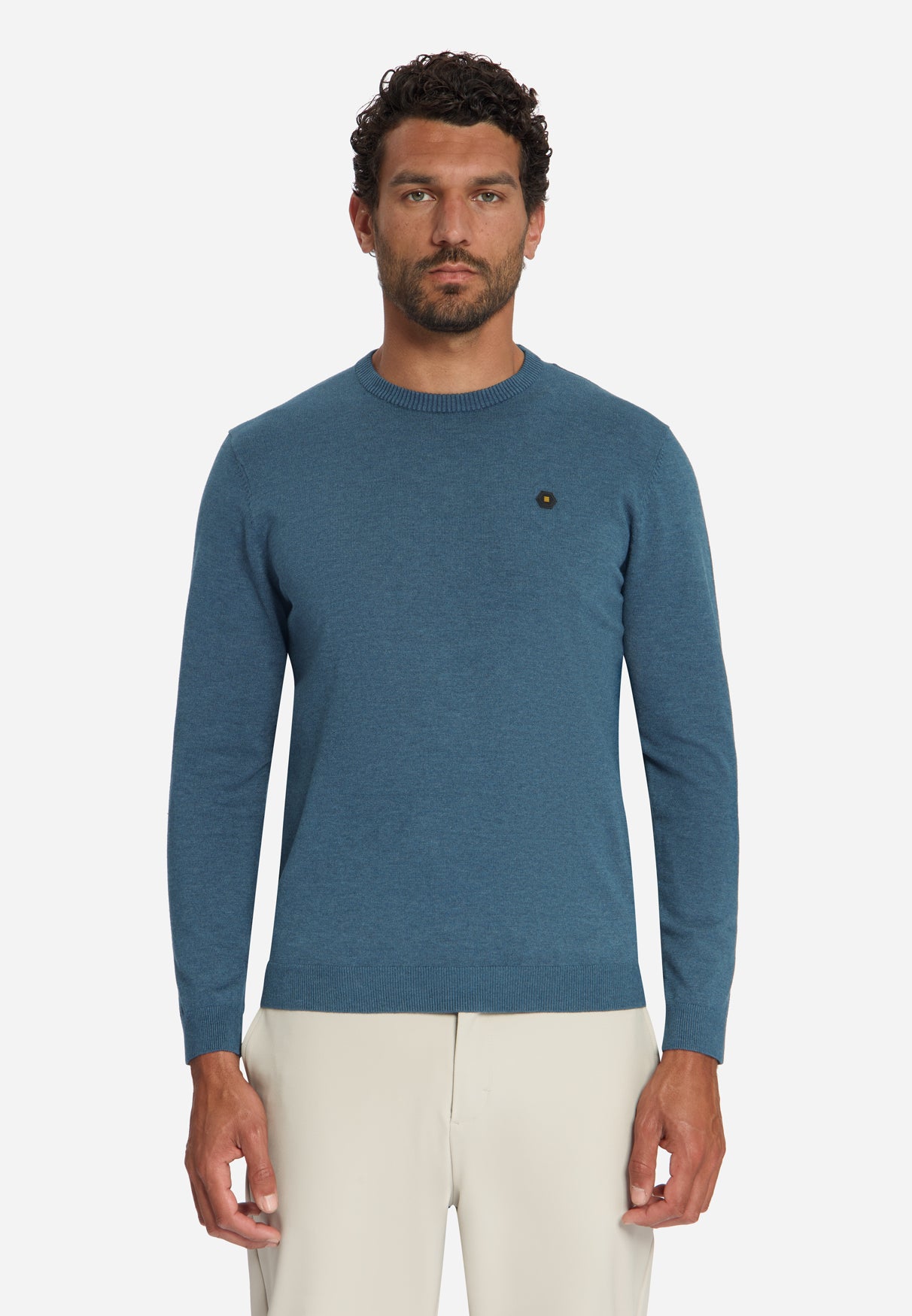 Melange Strickpullover | Shadow Blue