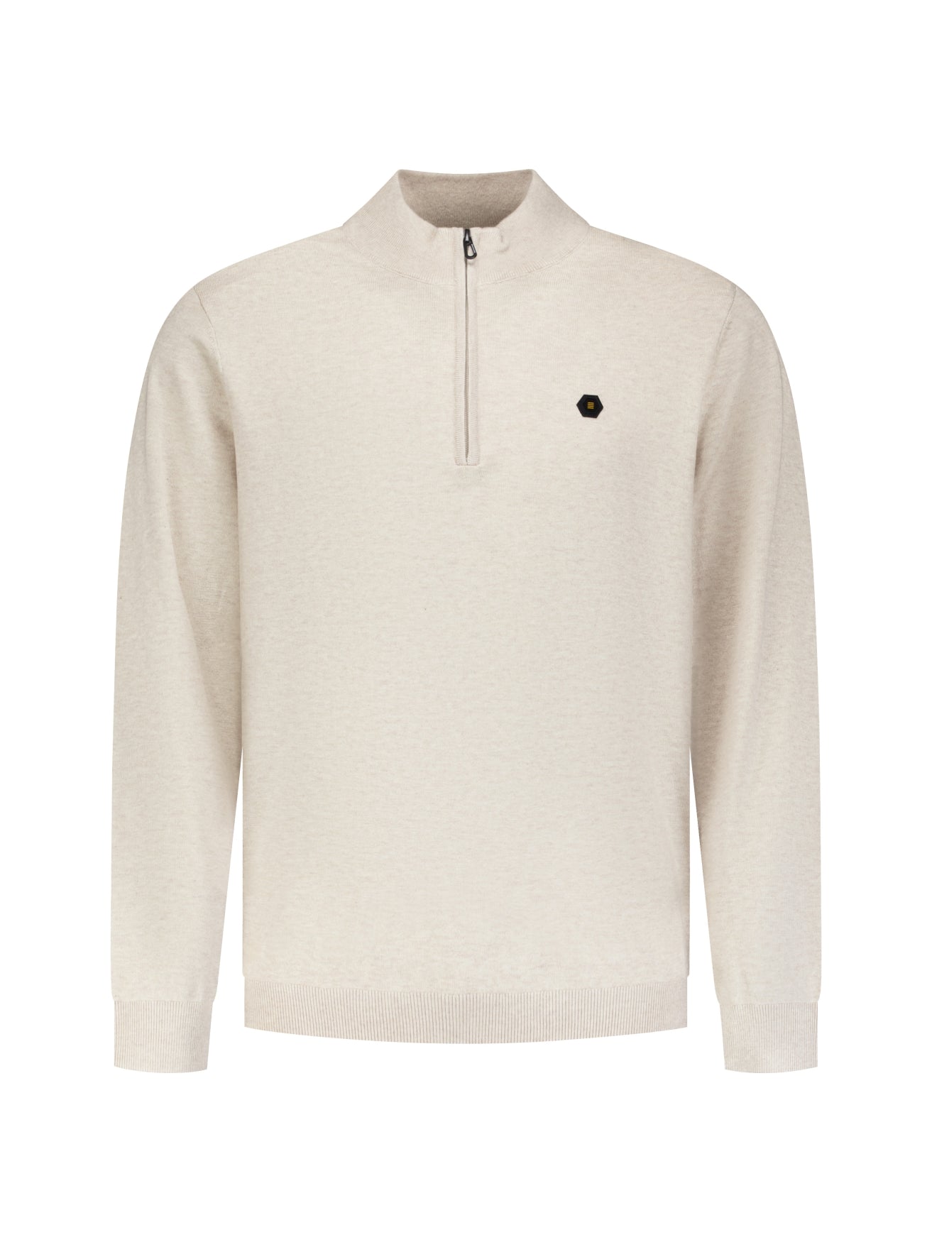 Melange Half-Zip Strickpullover | Stone