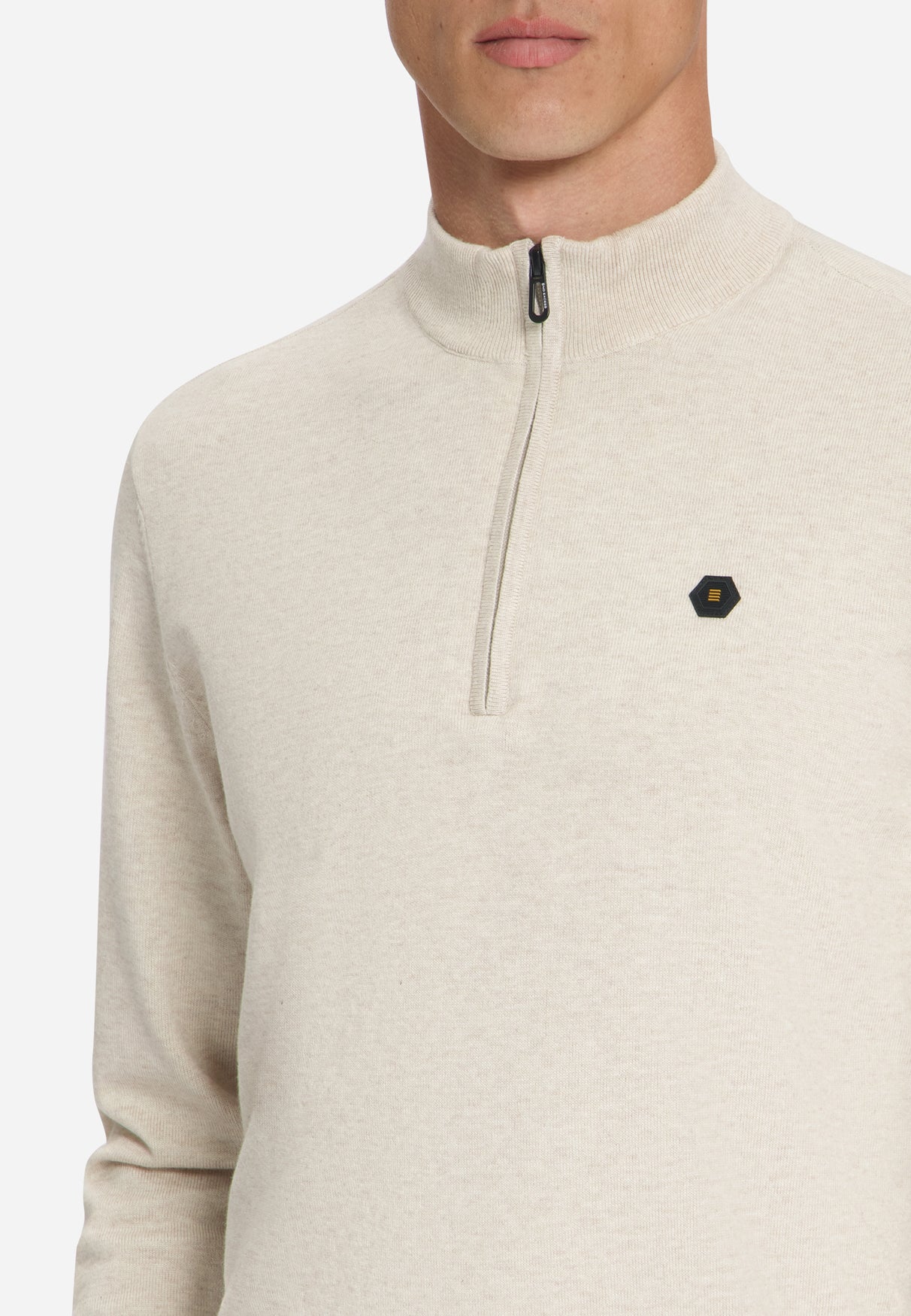 Melange Half-Zip Strickpullover | Stone