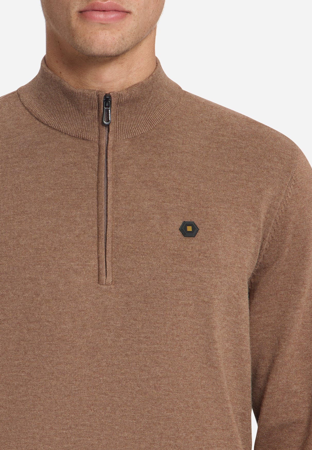 Half-Zip Melange Jumper | Light Brown