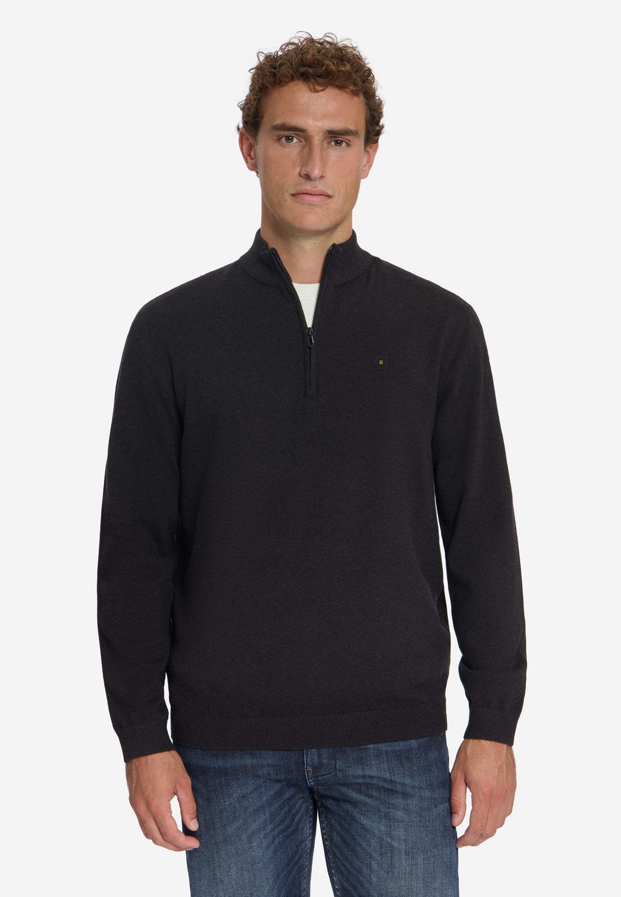 Melange Half-Zip Strickpullover | Dark Brown