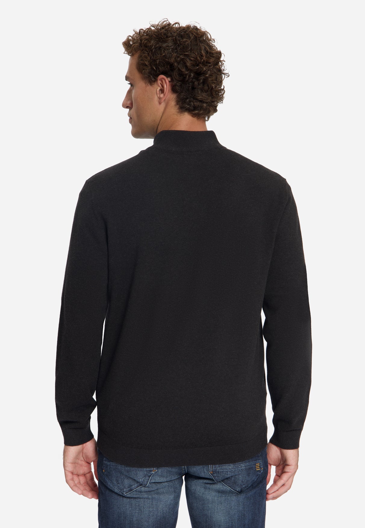 Melange Half-Zip Strickpullover | Dark Brown