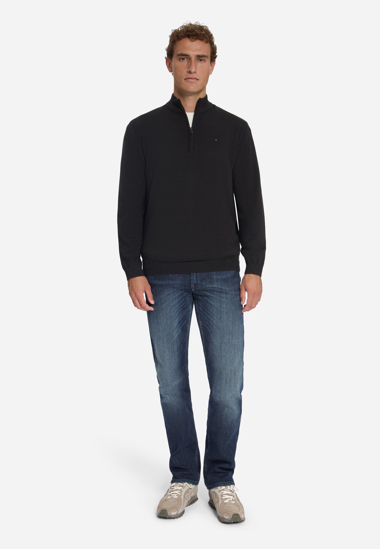 Melange Half-Zip Strickpullover | Dark Brown