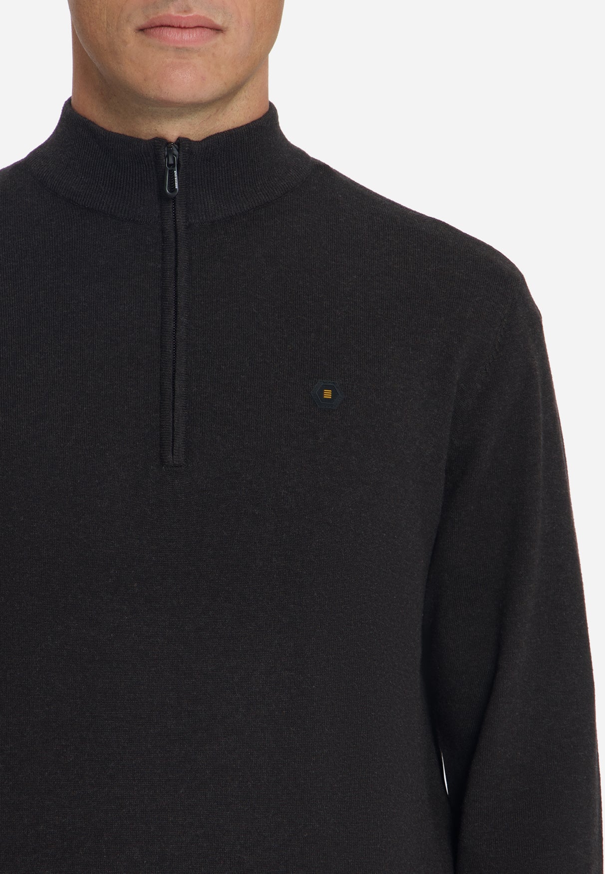 Melange Half-Zip Strickpullover | Dark Brown