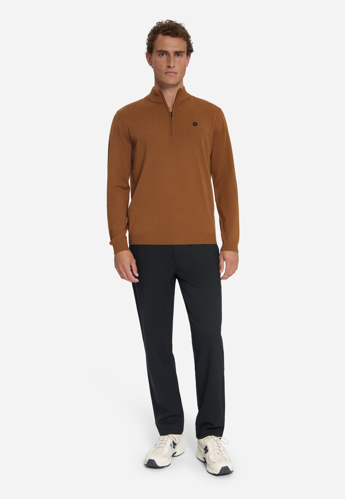 Melange Half-Zip Strickpullover | Caramel
