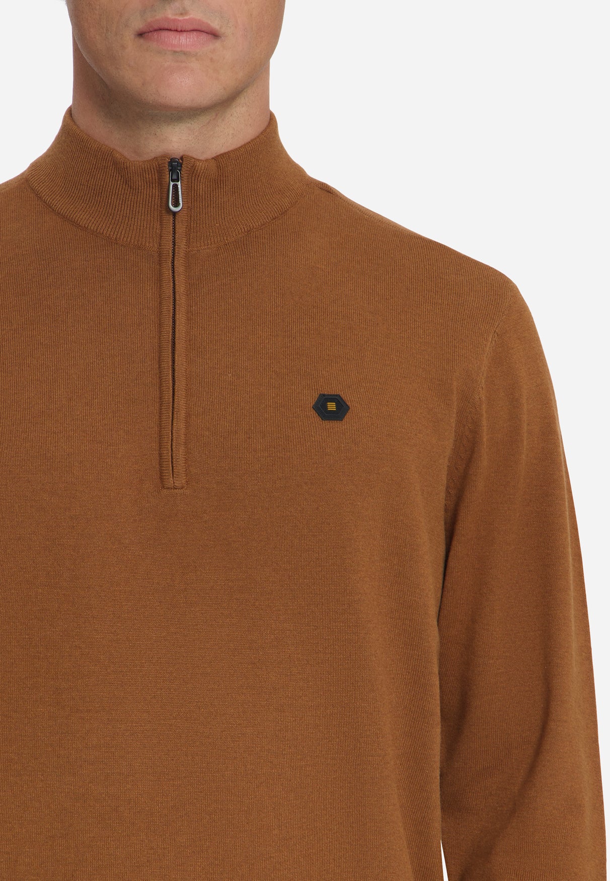 Melange Half-Zip Strickpullover | Caramel