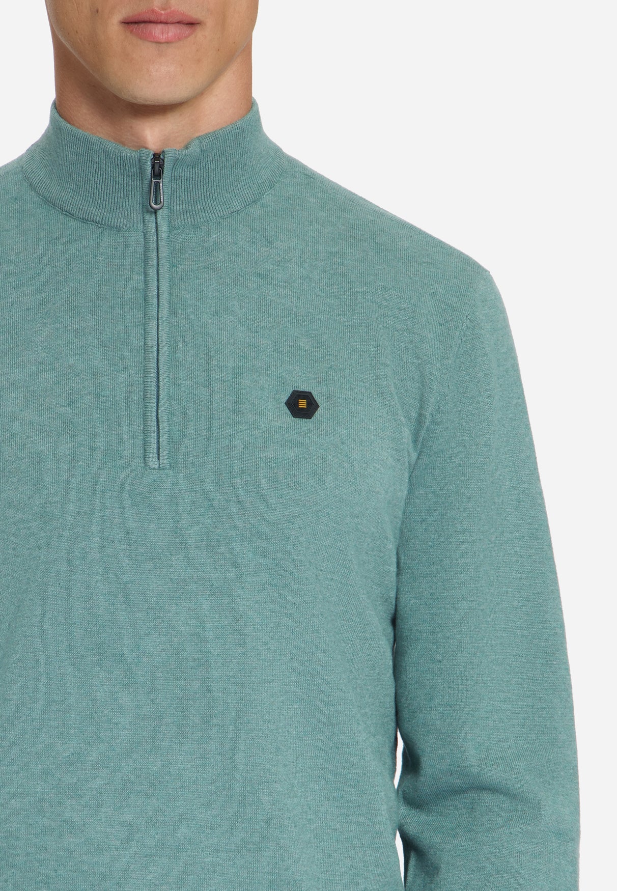 Melange Half-Zip Strickpullover | Dusty Blue