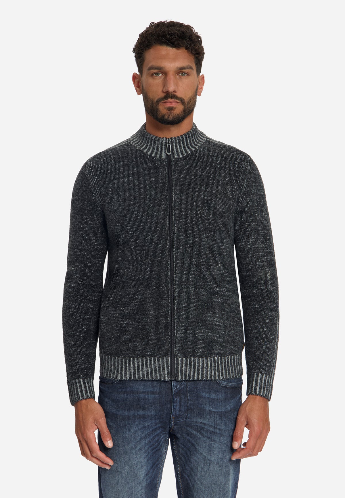 Zweifarbige Strickjacke | Black