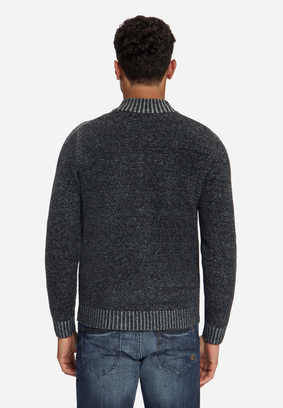 Zweifarbige Strickjacke | Black