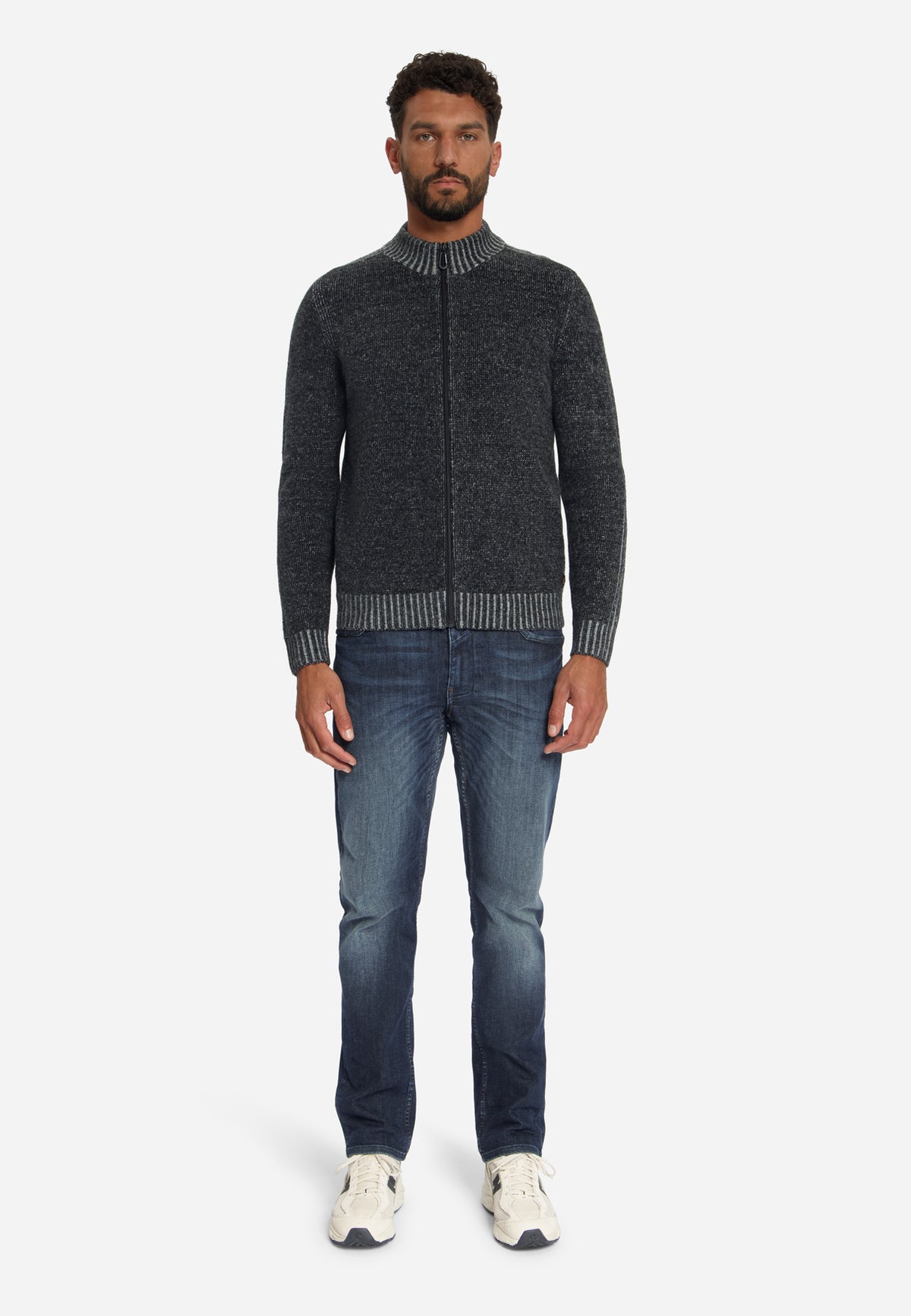 Zweifarbige Strickjacke | Black