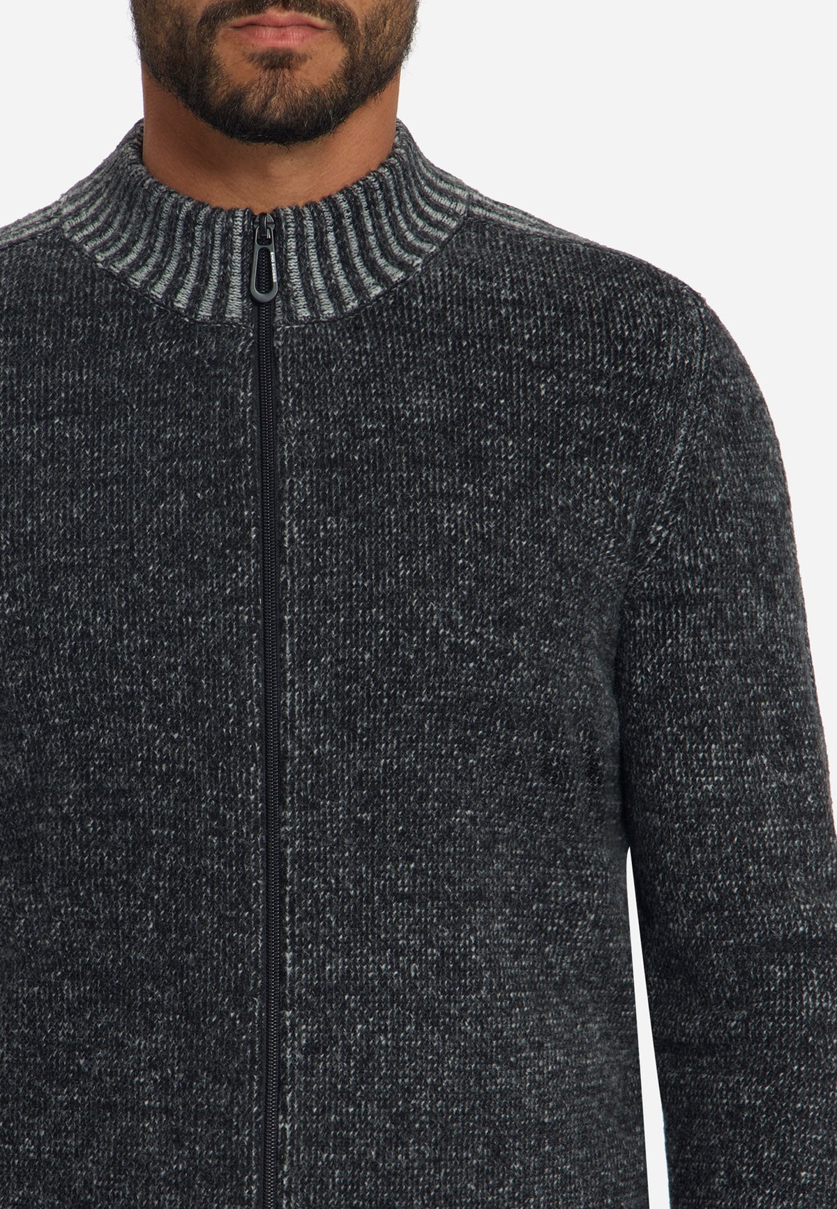 Zweifarbige Strickjacke | Black