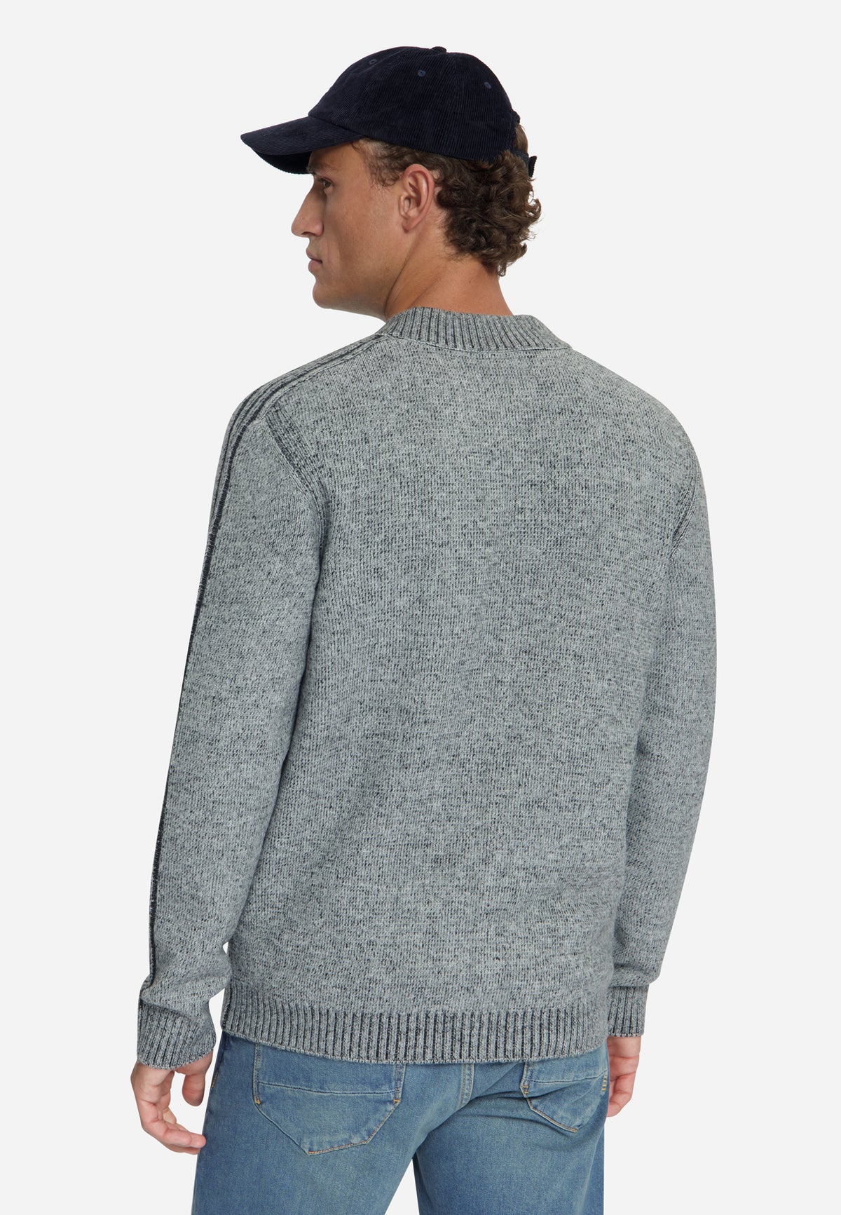 Two-Tone Knitted Cardigan | Grey Melange