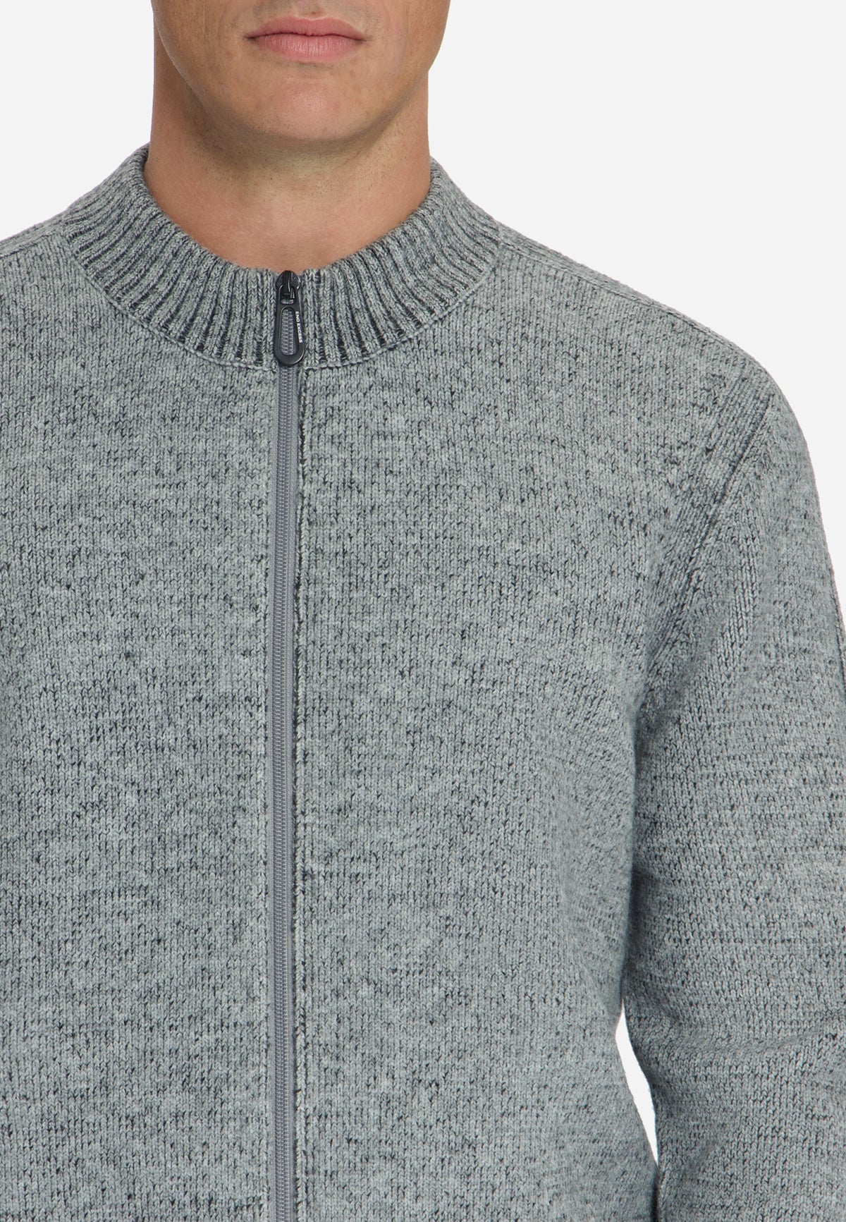 Two-Tone Knitted Cardigan | Grey Melange