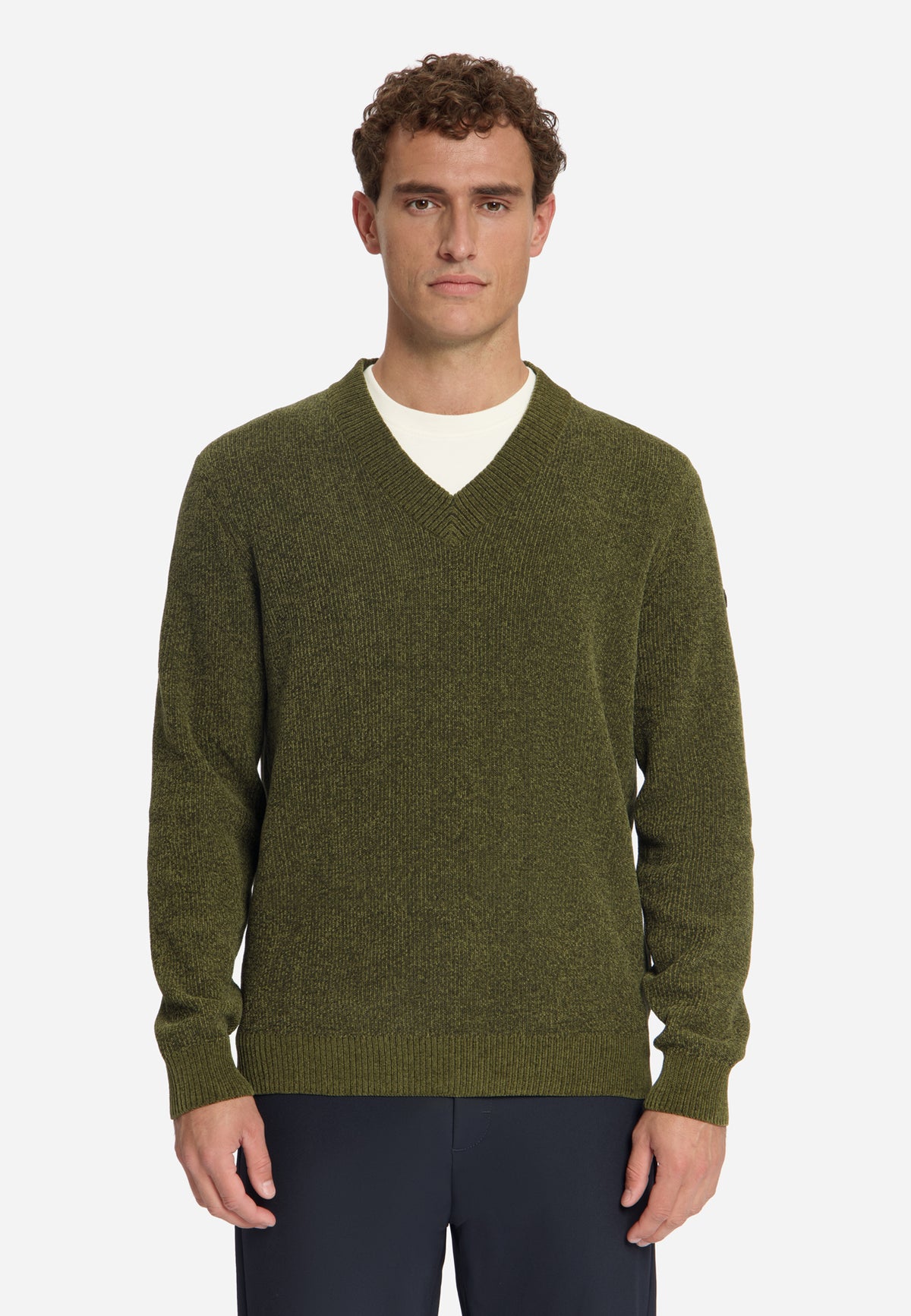 Soft V-Neck Jumper | Moss