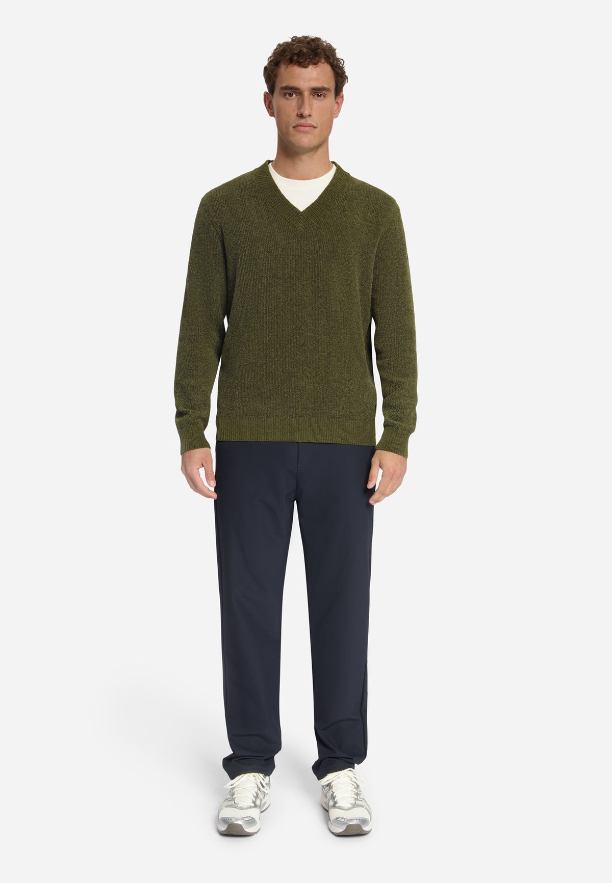 Soft V-Neck Jumper | Moss