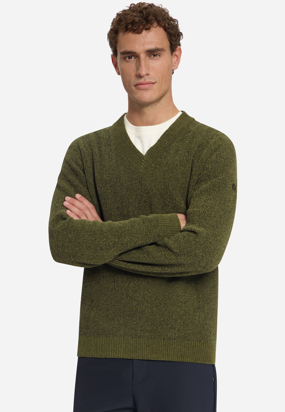 Soft V-Neck Jumper | Moss