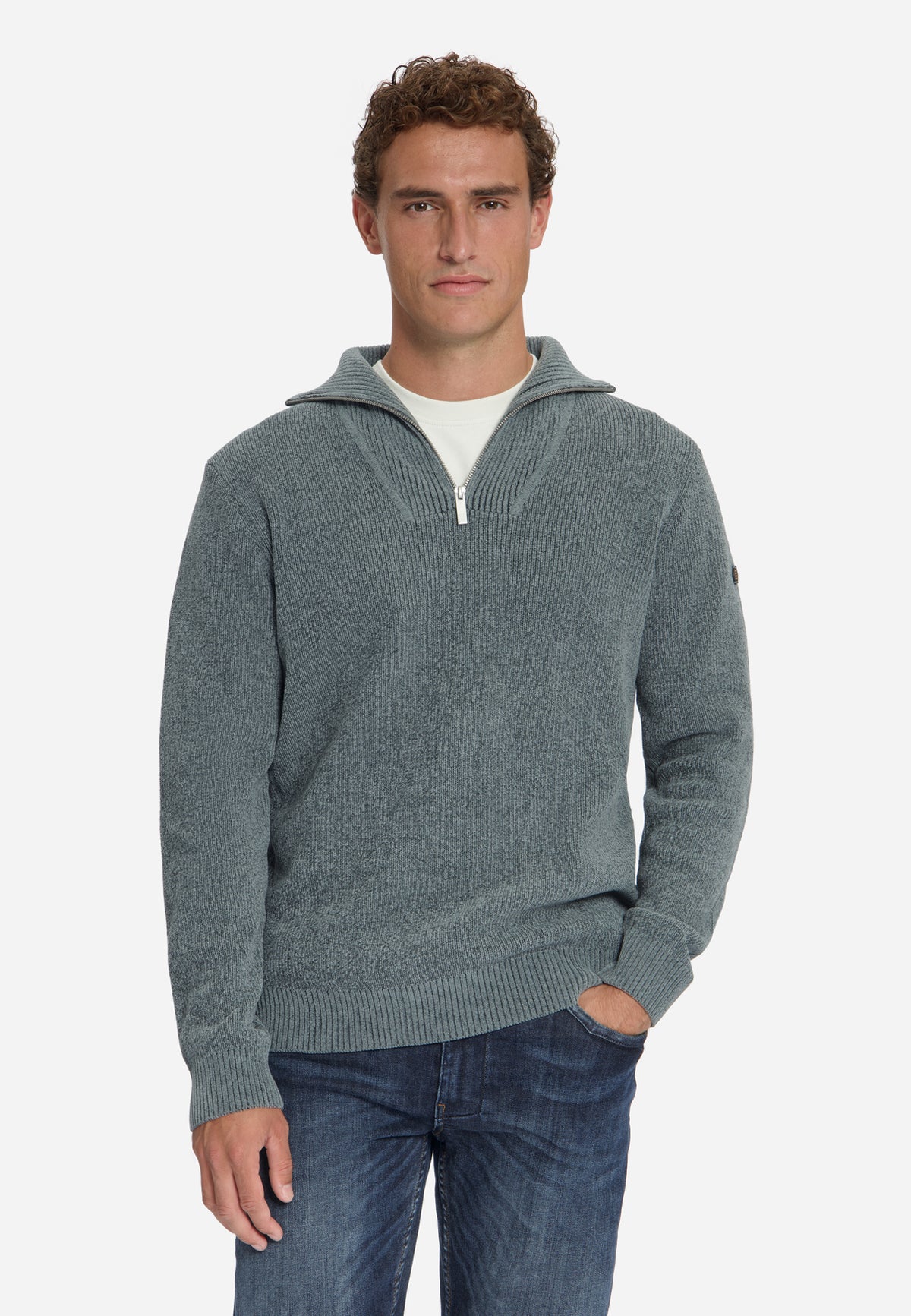Weicher Half-Zip-Pullover | Grey Melange