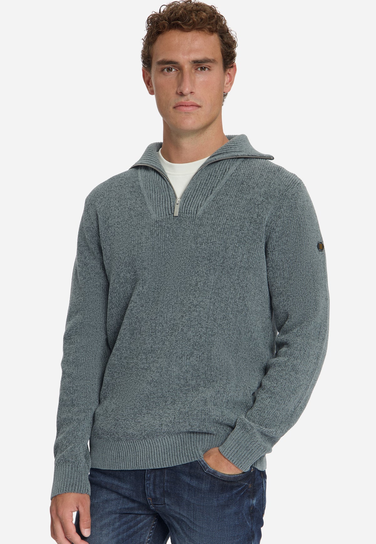 Weicher Half-Zip-Pullover | Grey Melange