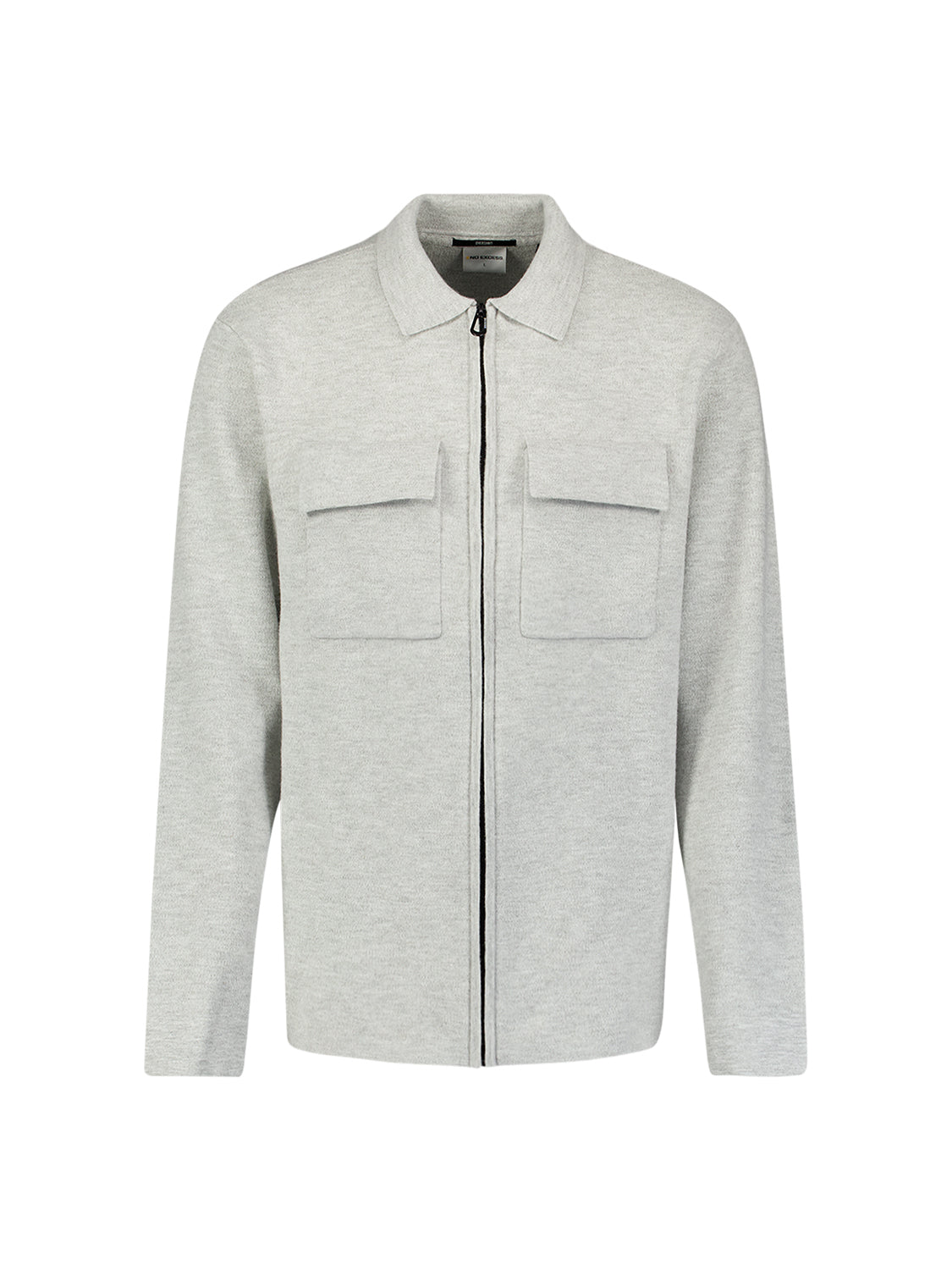 Zip-Up Knit Cardigan | Light Grey Melange