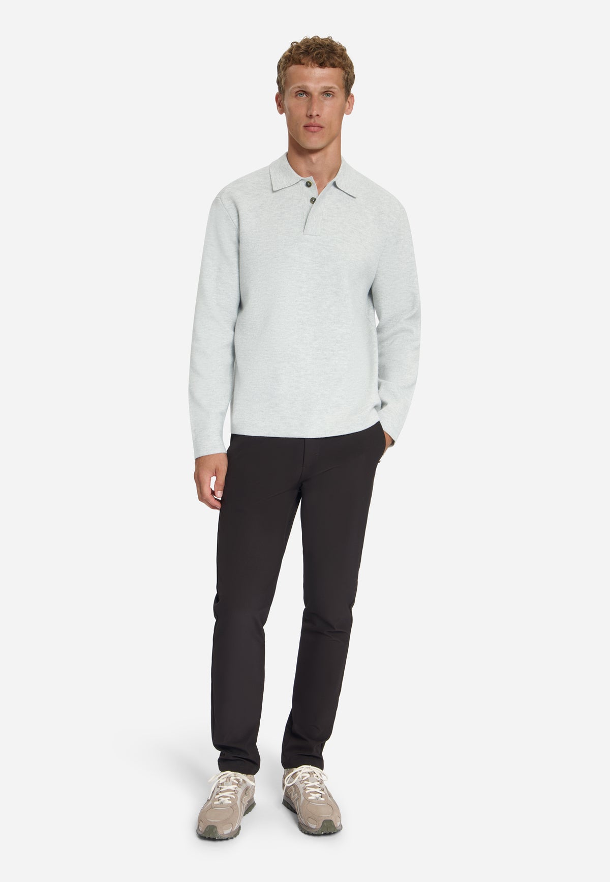 Soft-Touch-Polopullover | Light Grey Melange