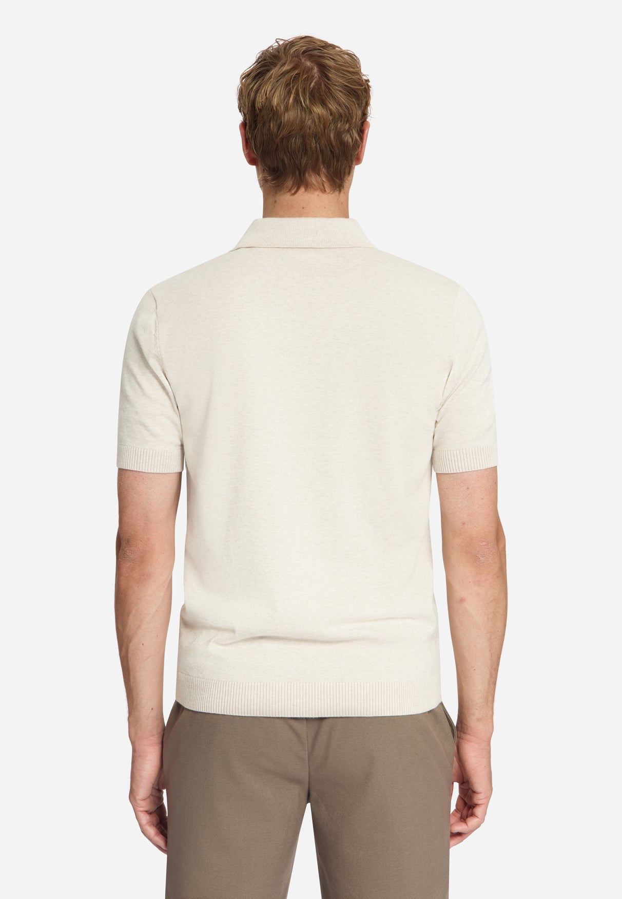 Feinstrick Zip-Polo | Stone