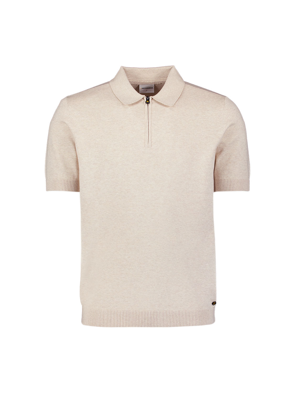 Feinstrick Zip-Polo | Stone