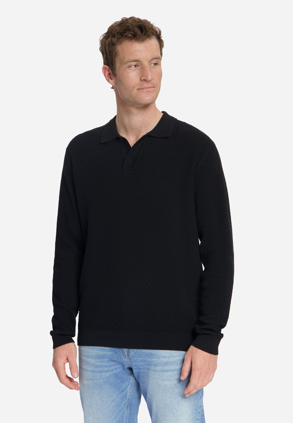 Jacquard Polo Jumper | Black