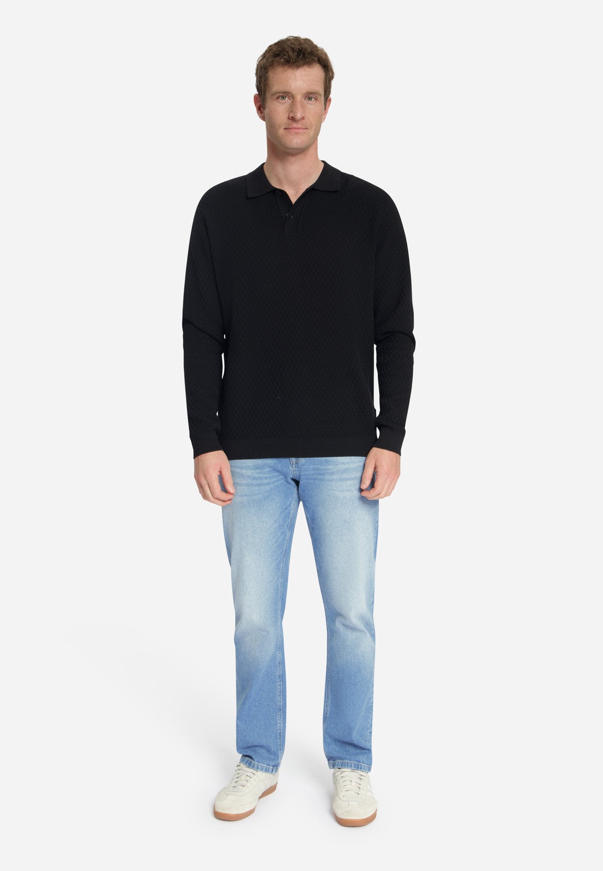 Jacquard Polo Jumper | Black