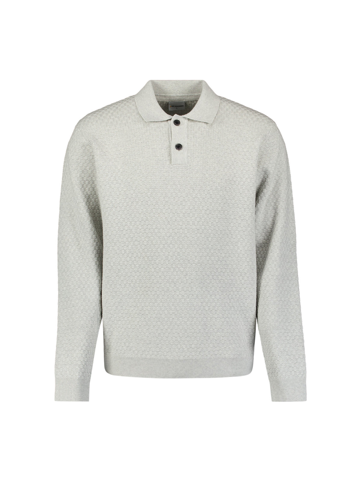Jacquard Polo Jumper | Light Grey Melange