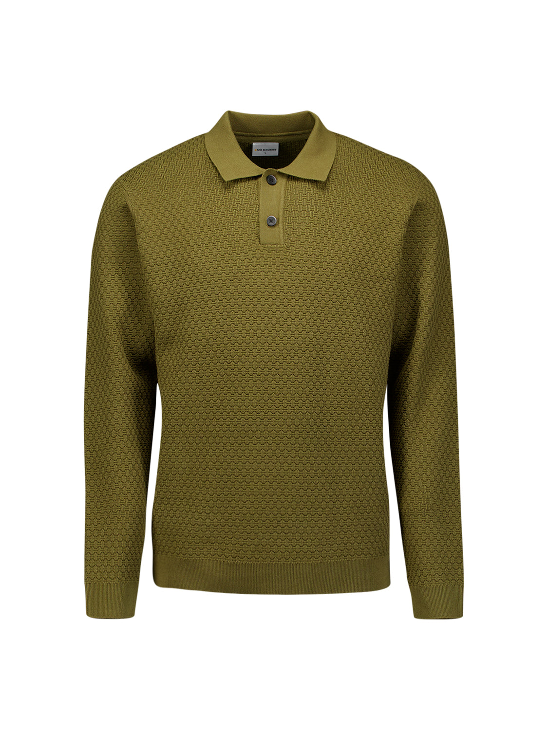 Jacquard Polo Jumper | Moss