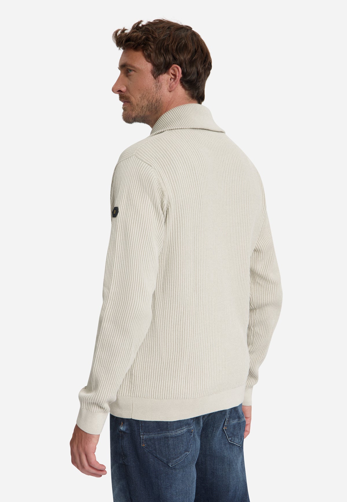 Ribbed Half Zip Jumper | Stone
