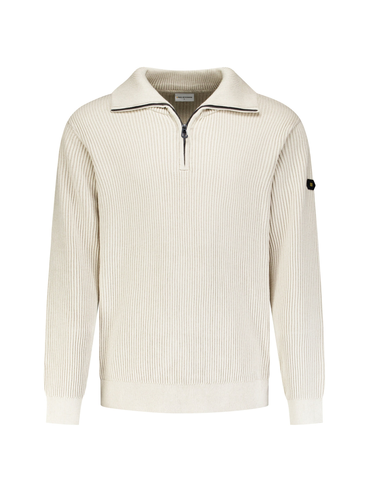 Ribbed Half Zip Jumper | Stone