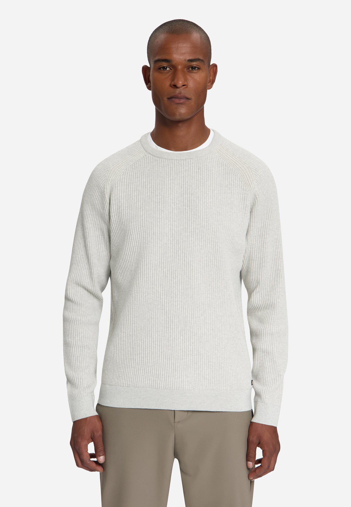 Pullover Crewneck Tuck Stitch | Light Grey Melange