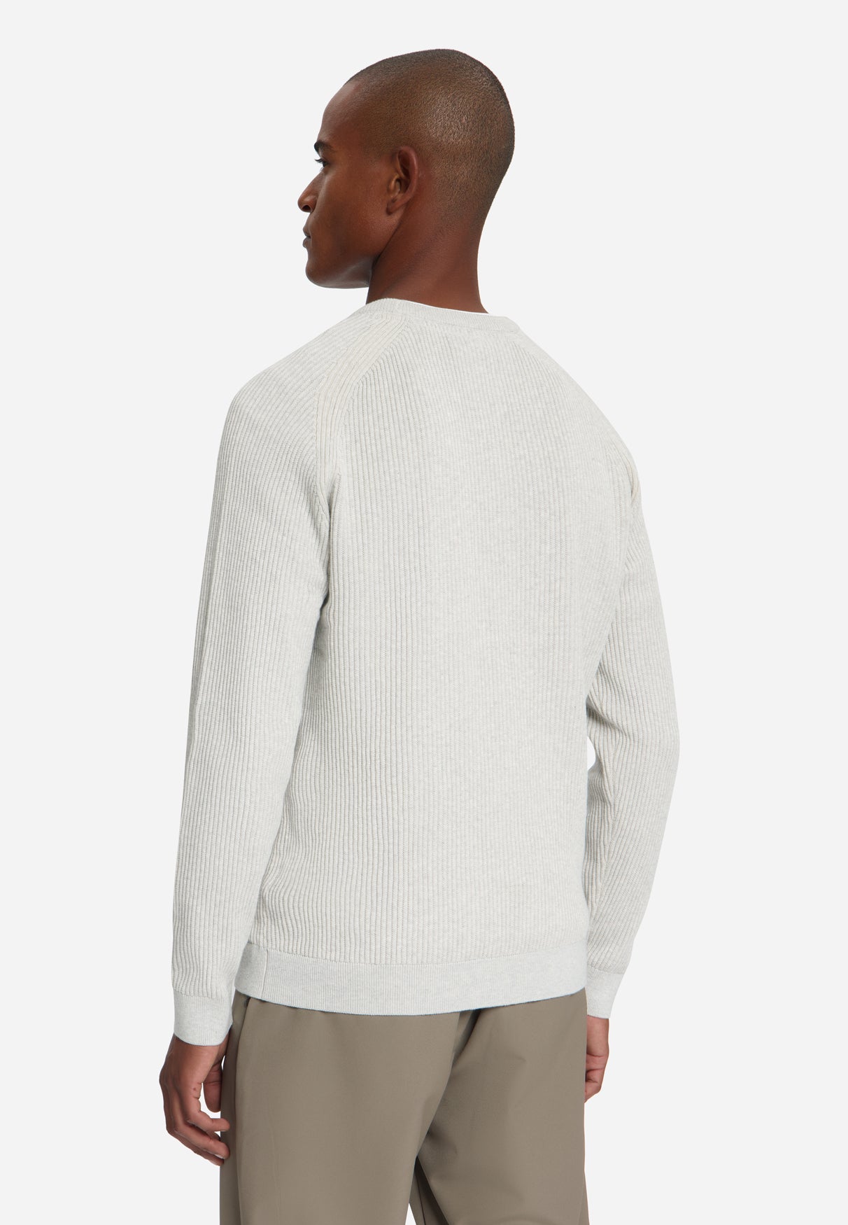 Pullover Crewneck Tuck Stitch | Light Grey Melange