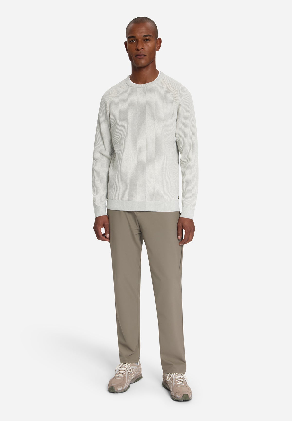 Pullover Crewneck Tuck Stitch | Light Grey Melange