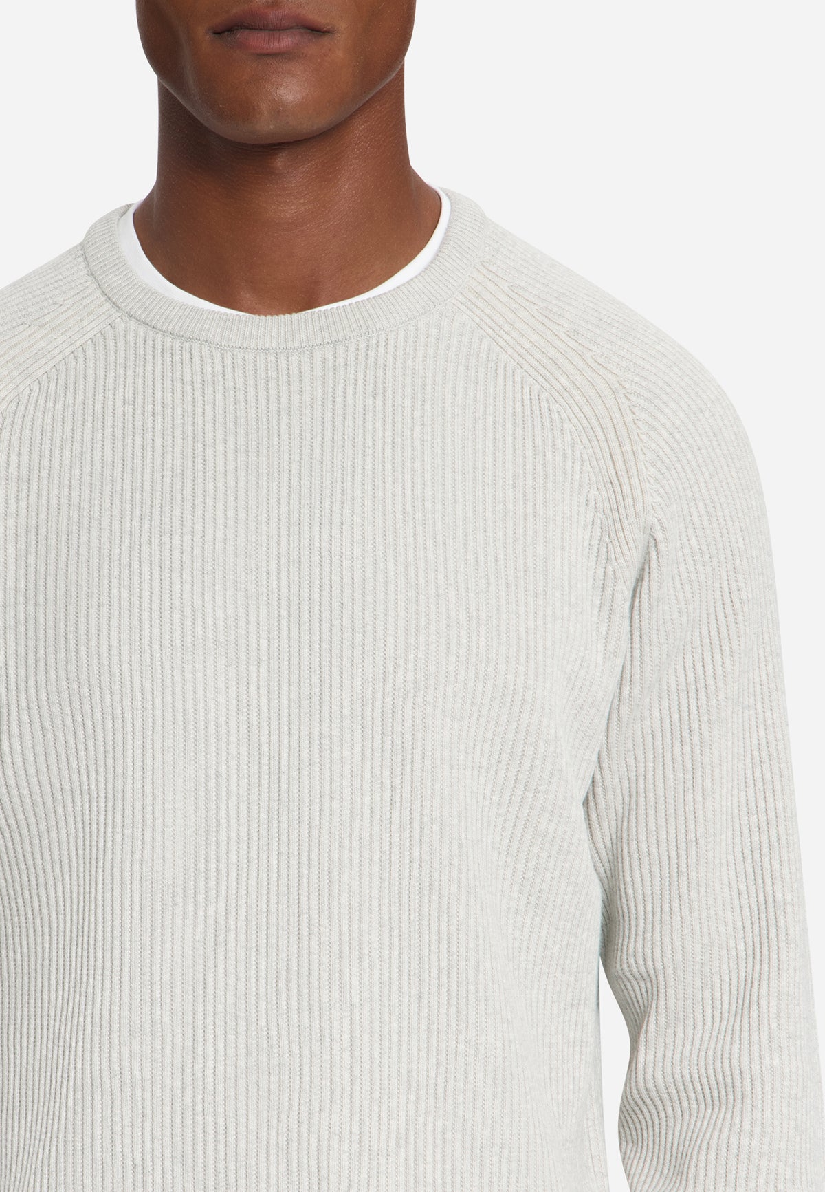 Pullover Crewneck Tuck Stitch | Light Grey Melange