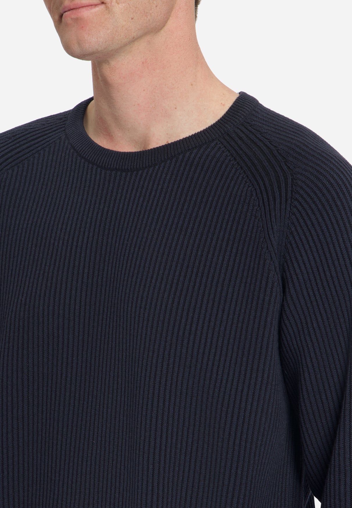 Pullover mit Rundhalsausschnitt und Tuck Stitch | Dark Night